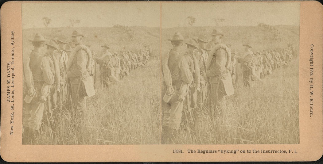 The Regulars “hyking” [hiking] on to the Insurrectos, P. I.